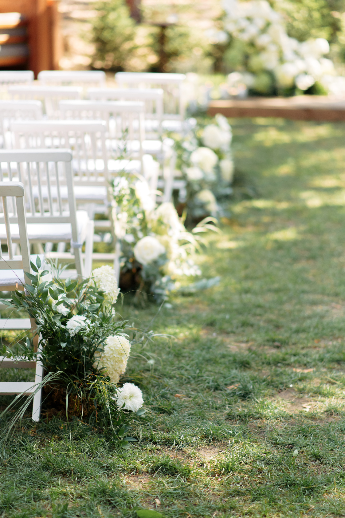 Outdoor wedding ceremony in the summer