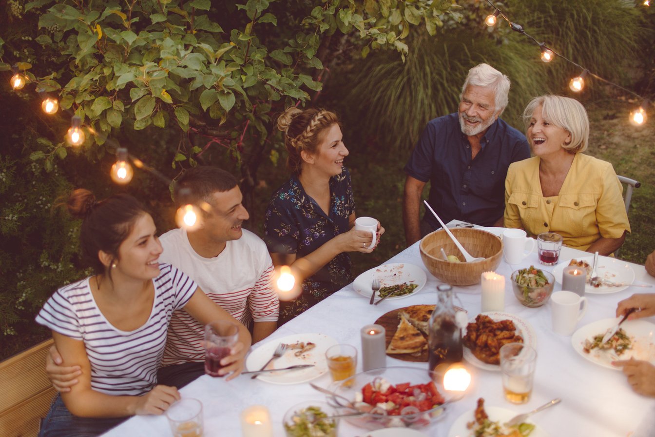 Family gathering over dinner