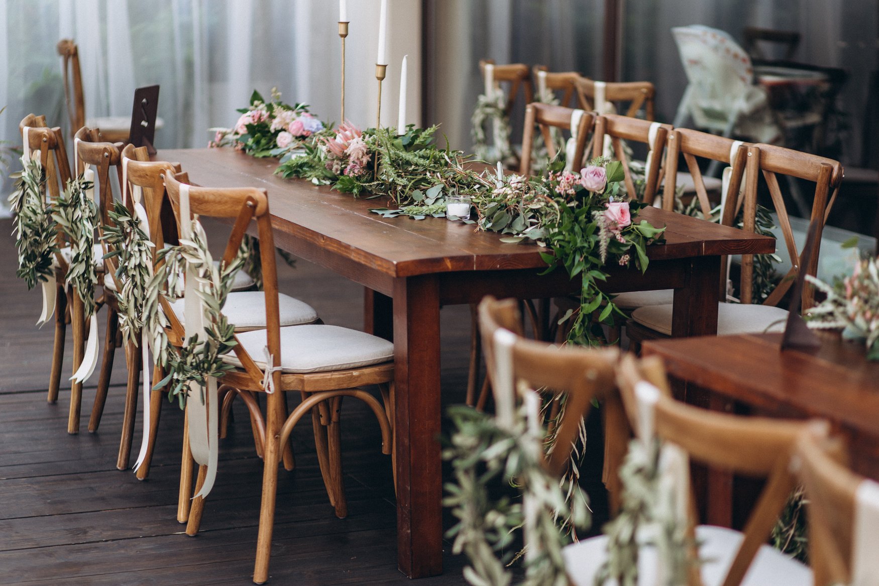 Boho wedding table for a newlywed banquet.